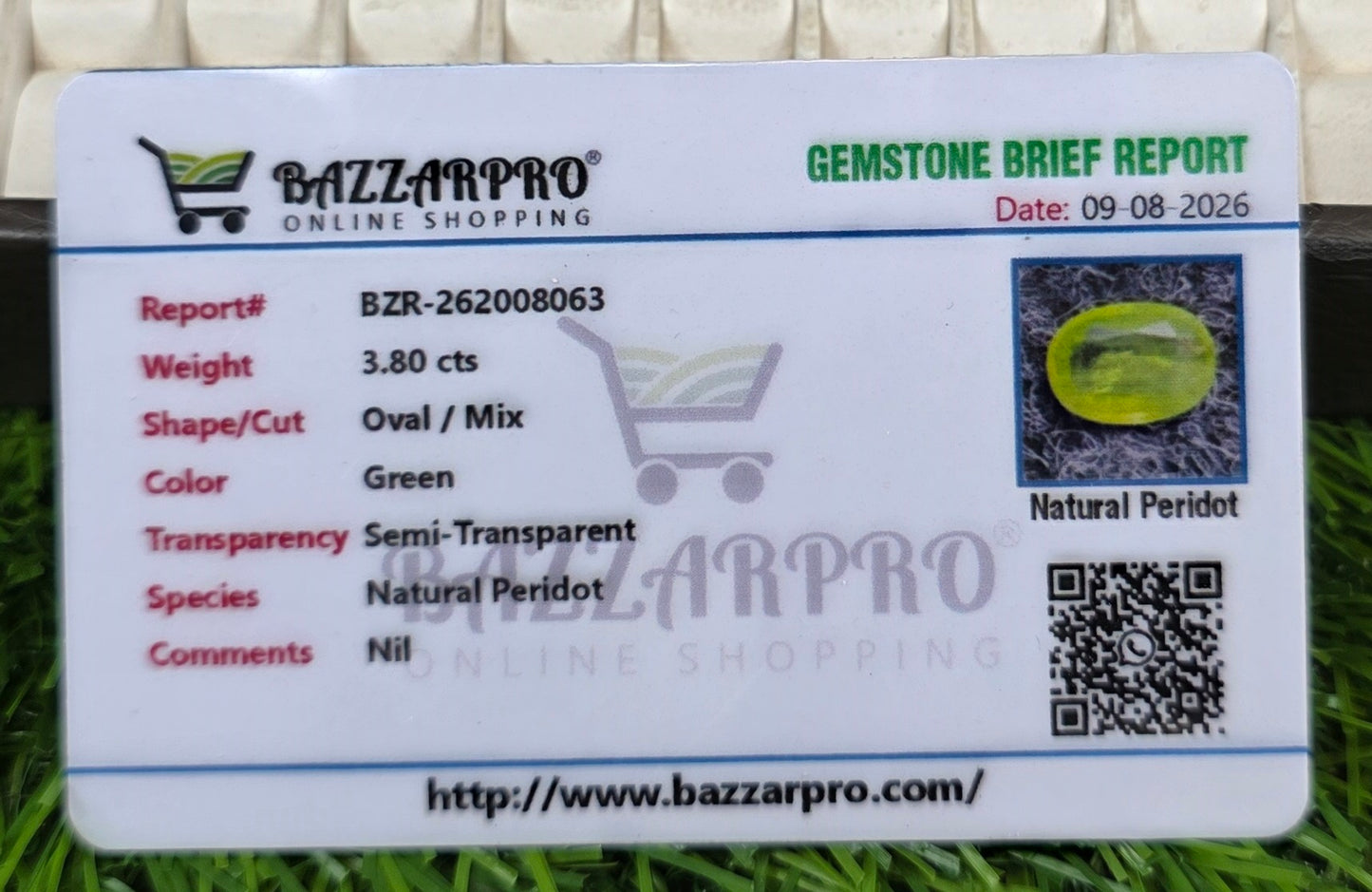 Premium Quality Peridot Stone With Lab Certificate