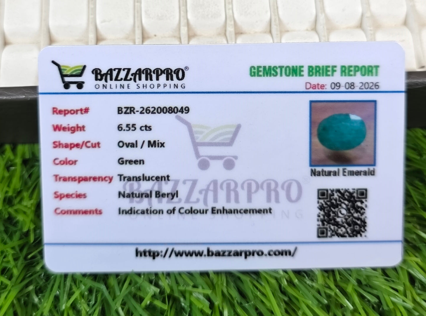 Premium Quality Zamurd Stone With Lab Certificate