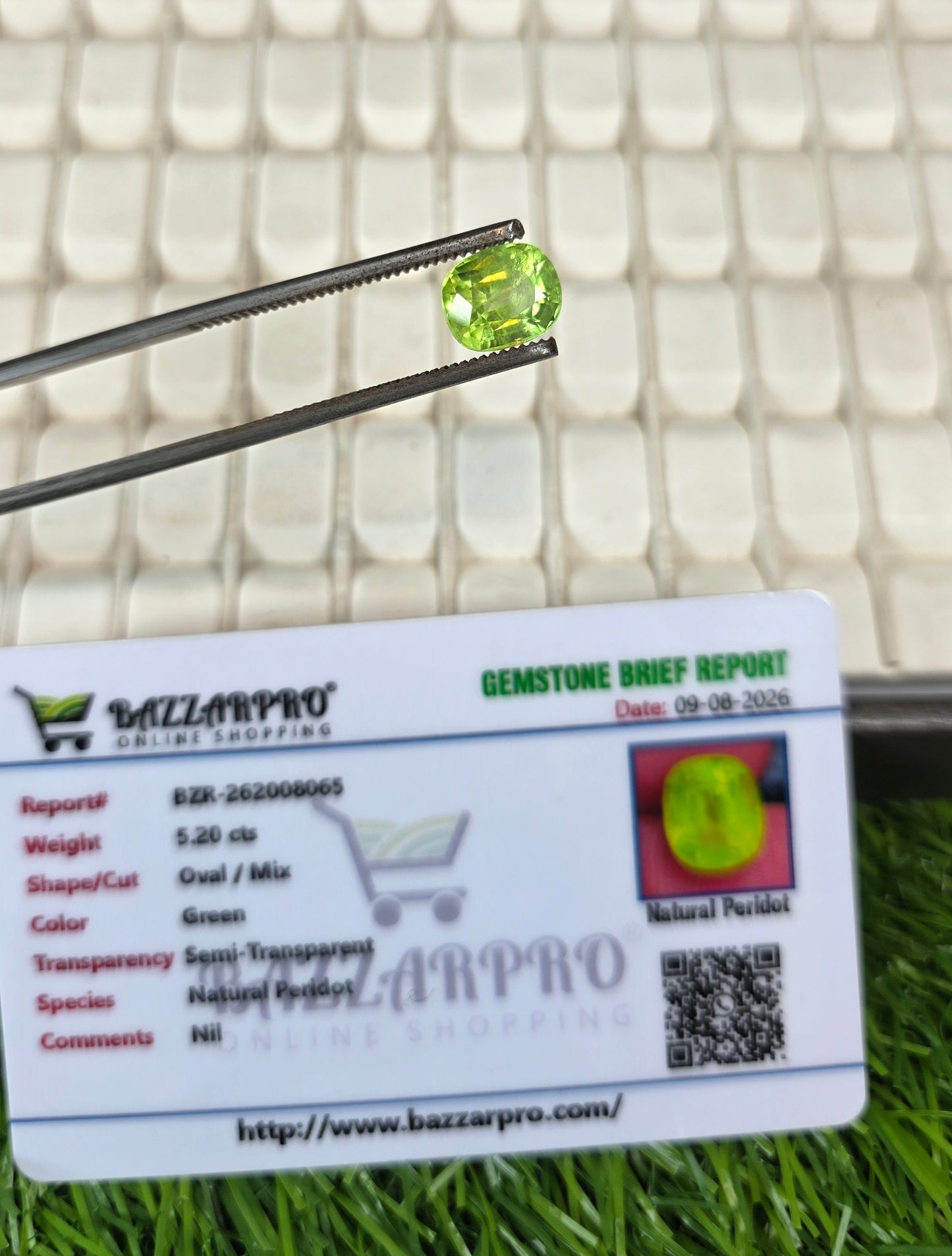 Premium Quality Peridot Stone With Lab Certificate
