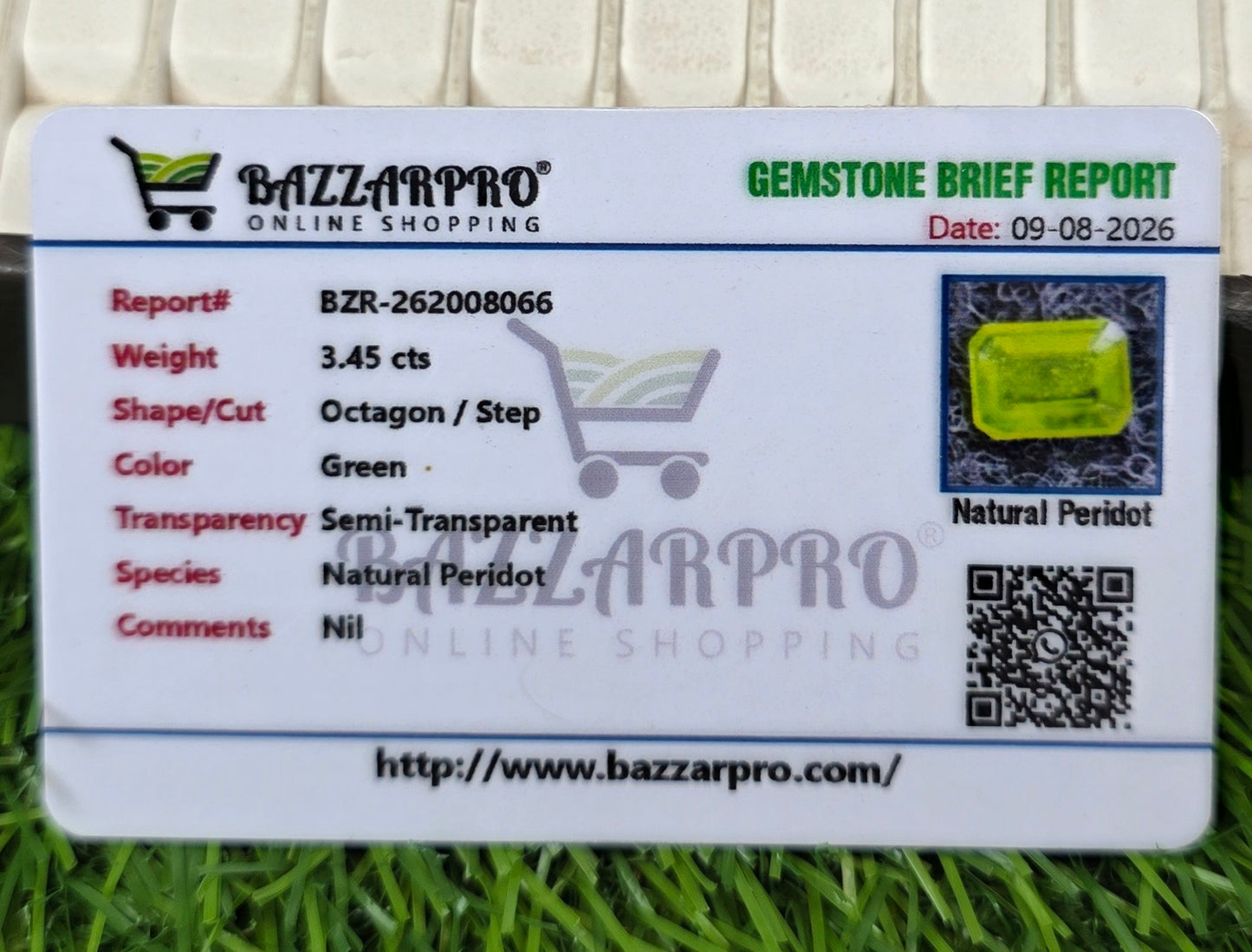 Premium Quality Peridot Stone With Lab Certificate