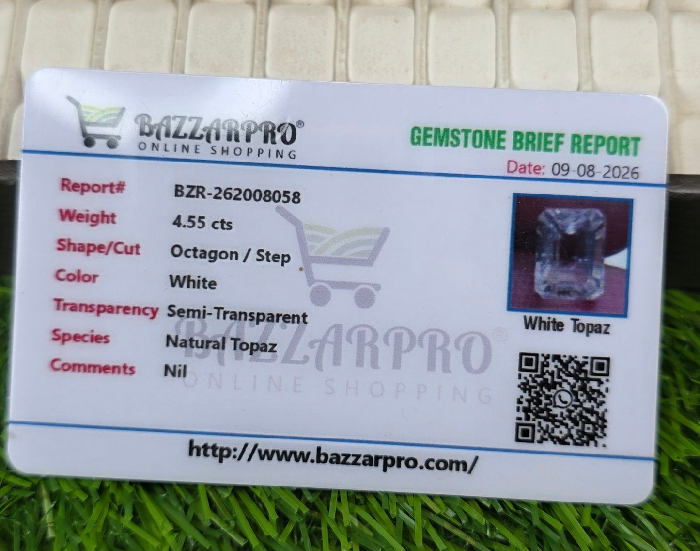 Premium Quality White Pukhraj Stone With Lab Certificate