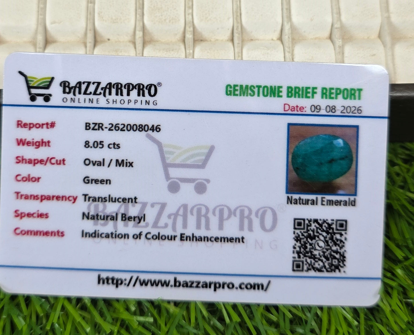 Premium Quality Zamurd Stone With Lab Certificate