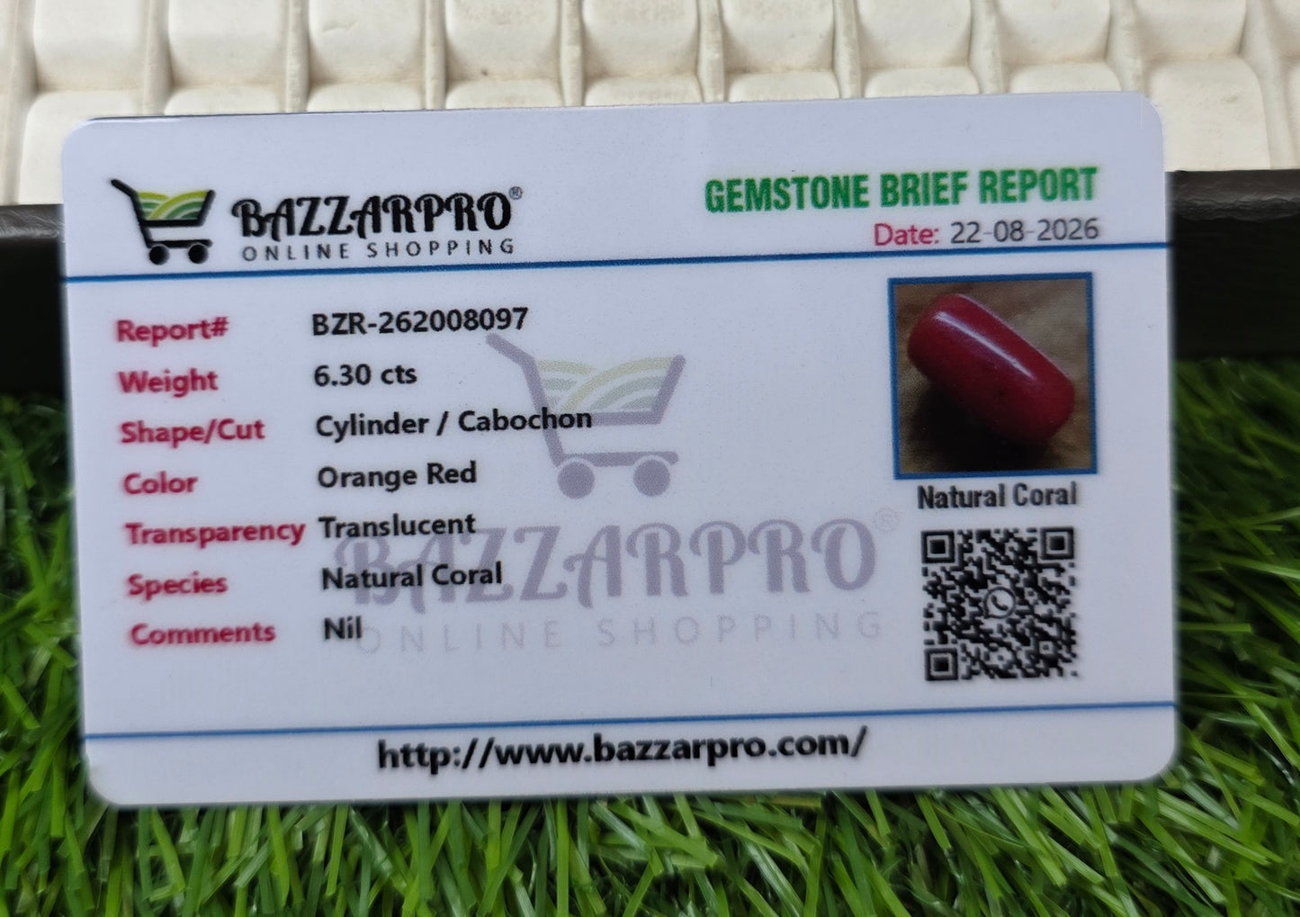 Natural Marjan Stone With Lab Certificate