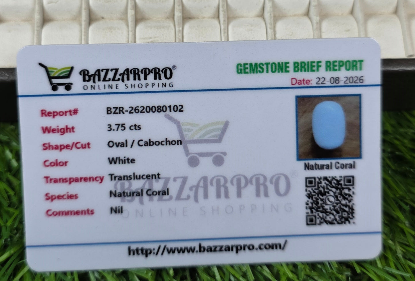 Natural Marjan Stone With Lab Certificate