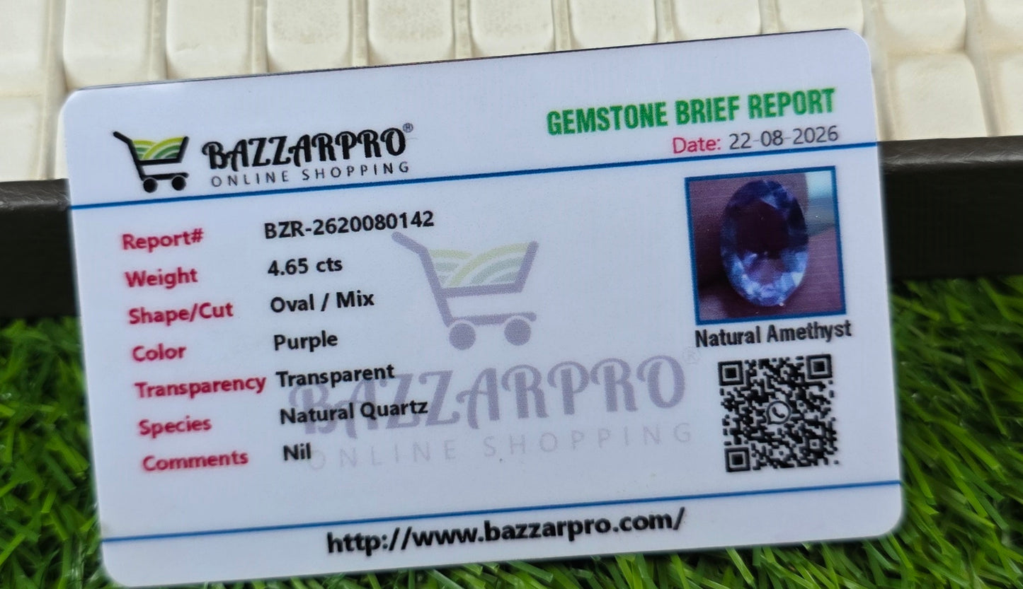 Natural Amethyst Stone With Lab Certificate