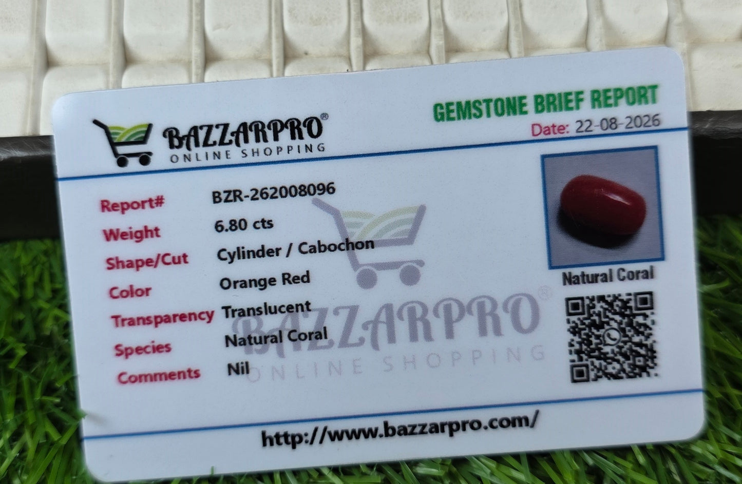 Natural Marjan Stone With Lab Certificate