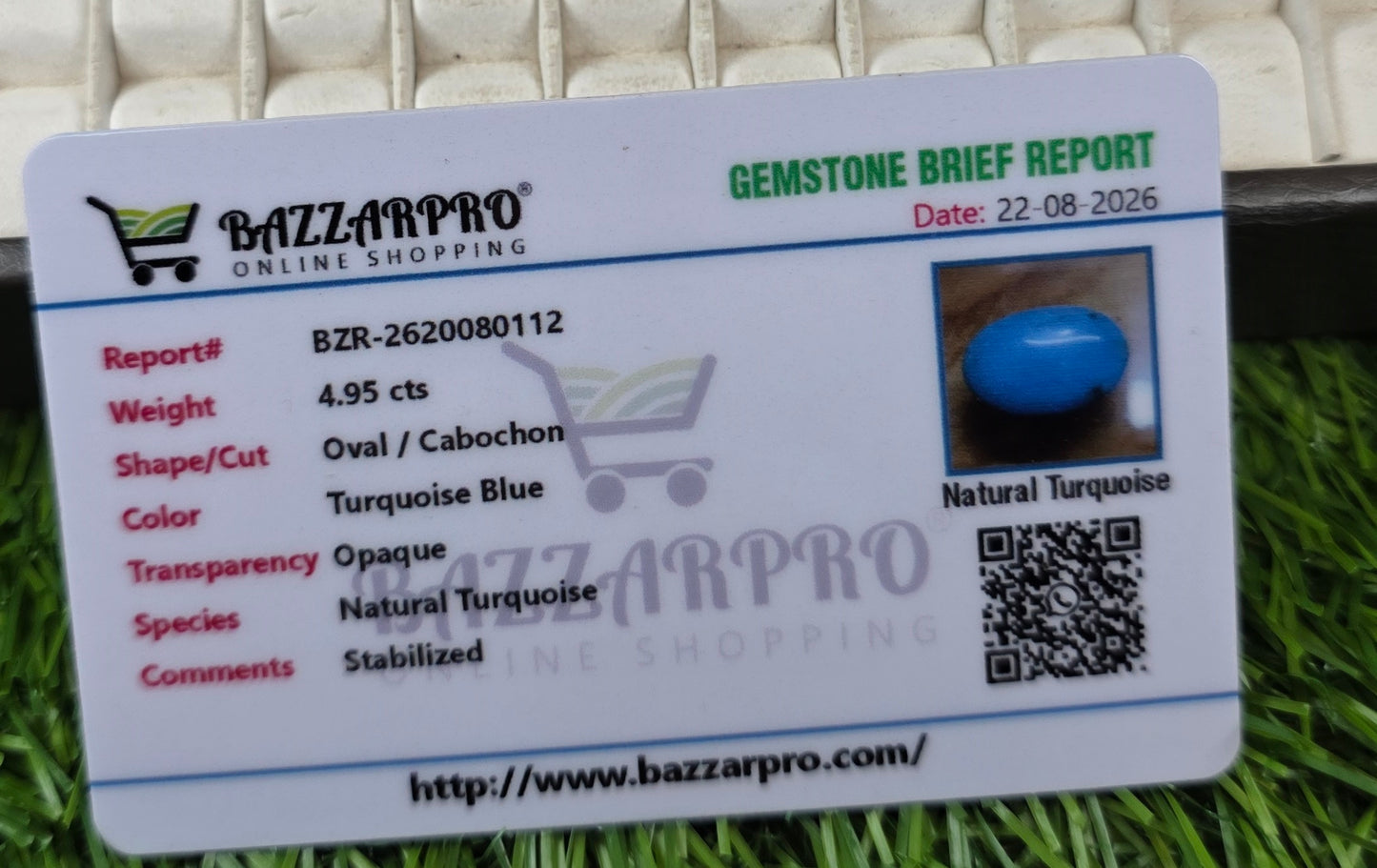Natural Feroza Stone With Lab Certificate