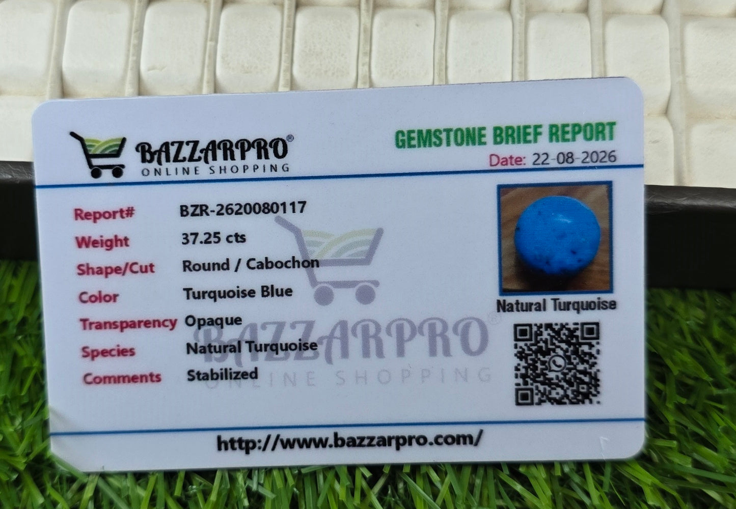 Natural Feroza Stone With Lab Certificate