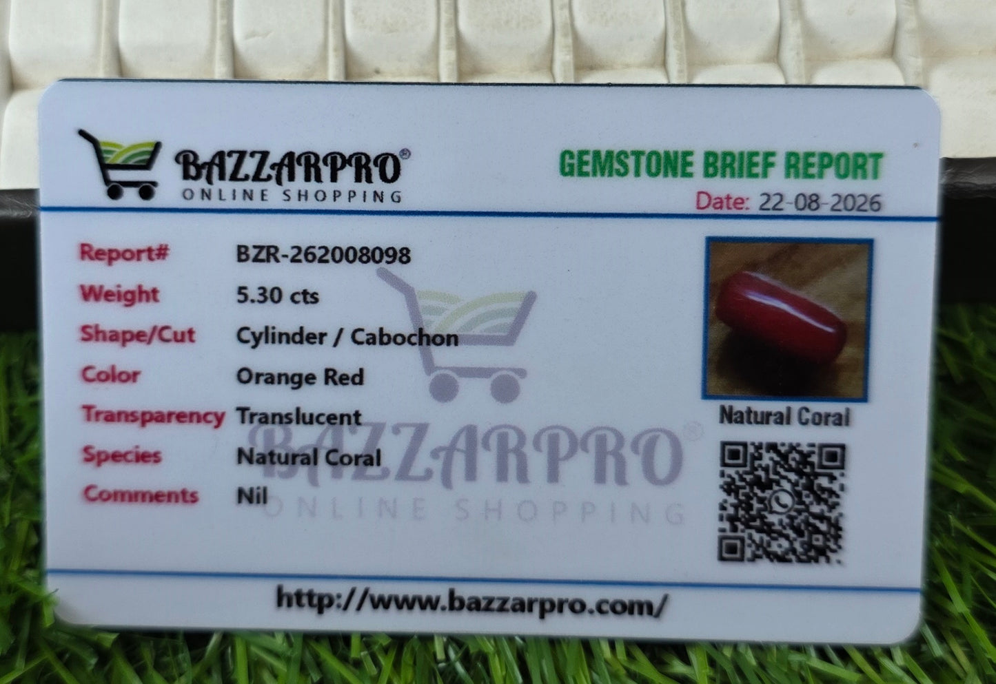 Natural Marjan Stone With Lab Certificate