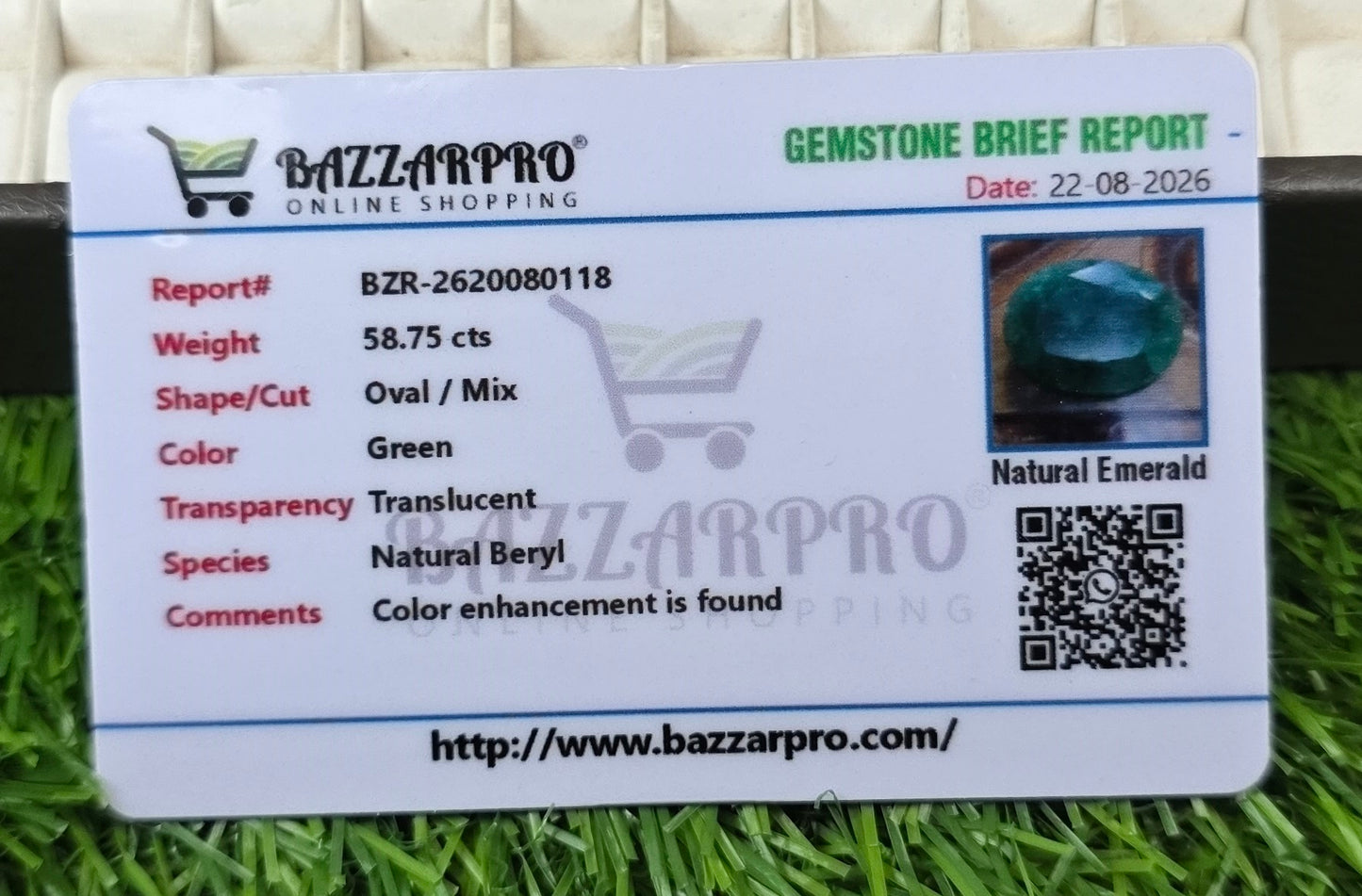 Natural Zambia Zamurd Stone With Lab Certificate
