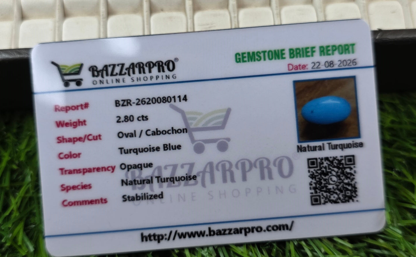 Natural Feroza Stone With Lab Certificate