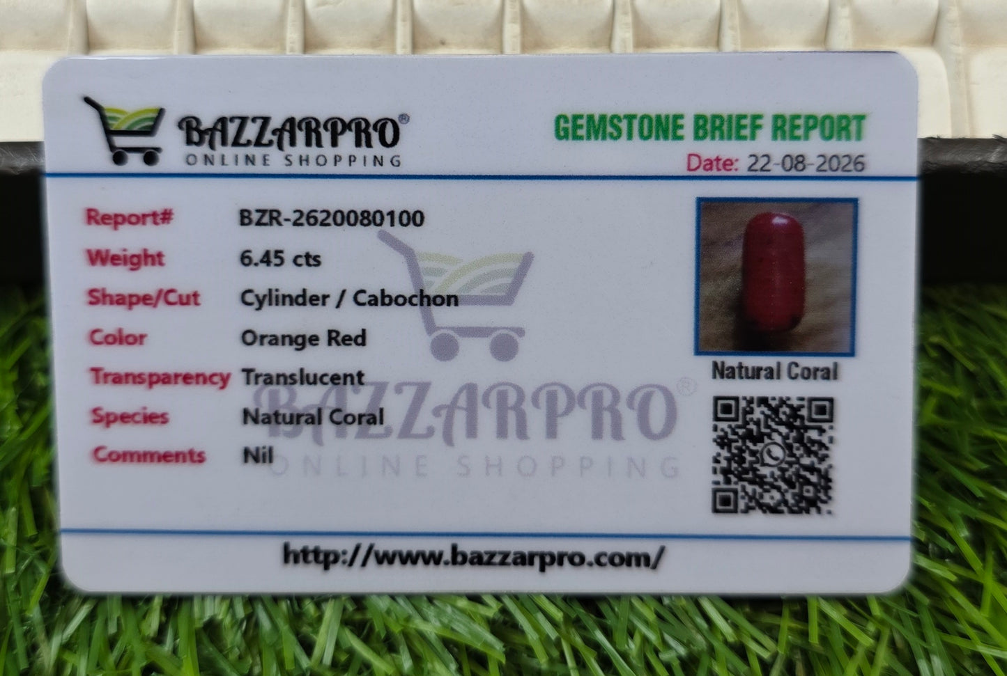 Natural Marjan Stone With Lab Certificate