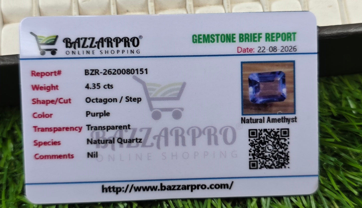 Natural Amethyst Stone With Lab Certificate