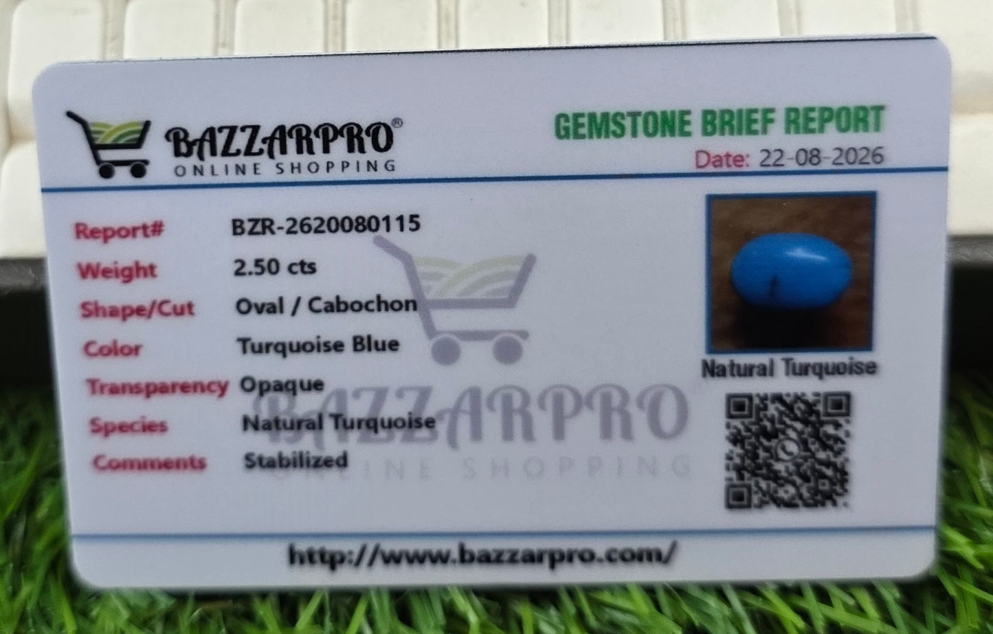 Natural Feroza Stone With Lab Certificate