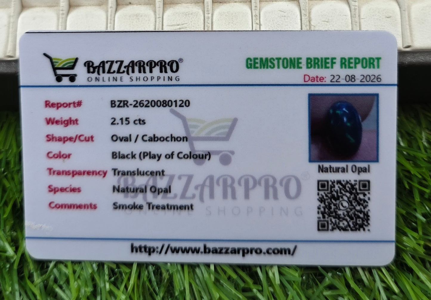 Natural Black Opal Stone With Lab Certificate
