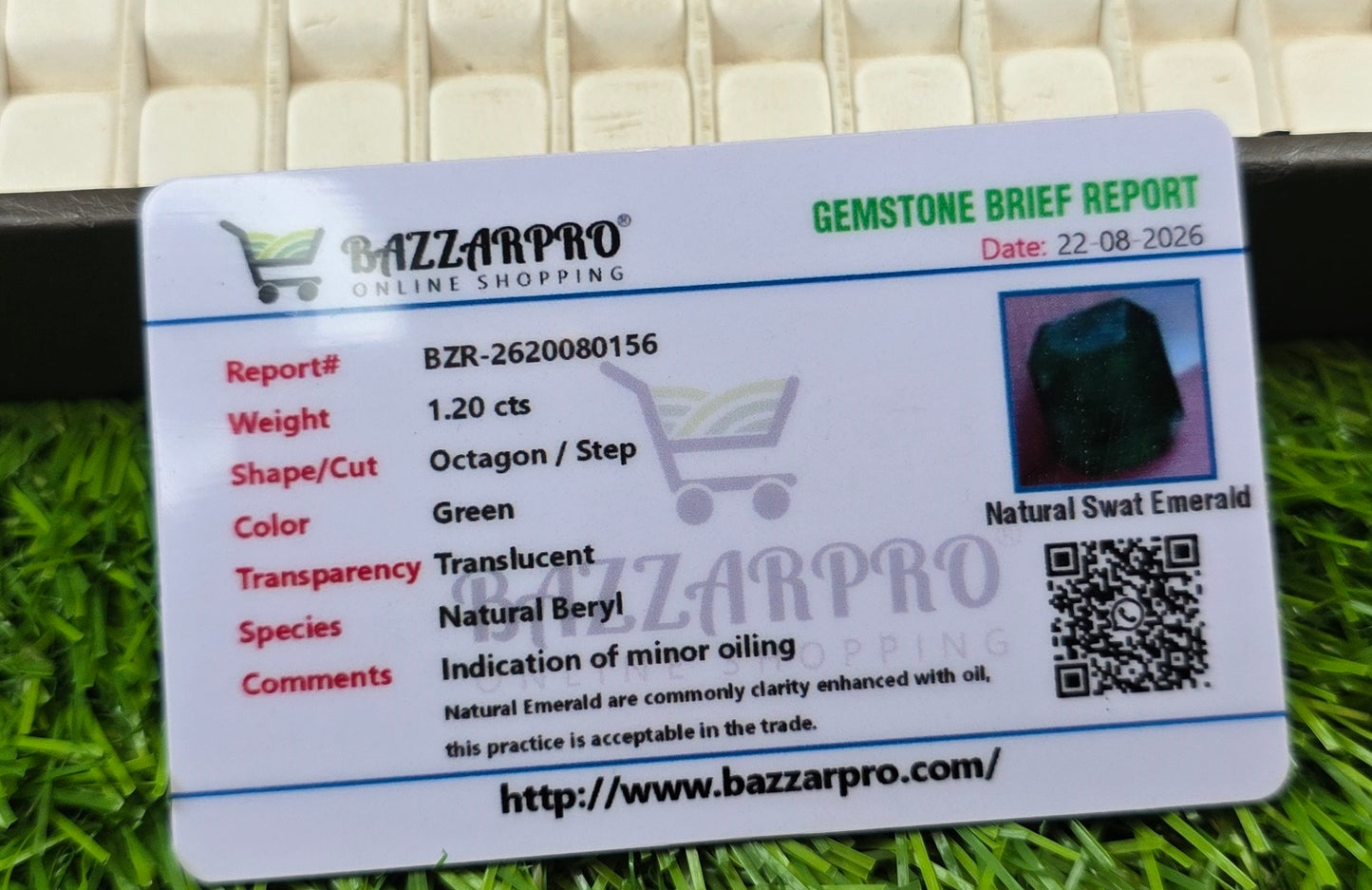 Natural Swat Zamurd Stone With Lab Certificate