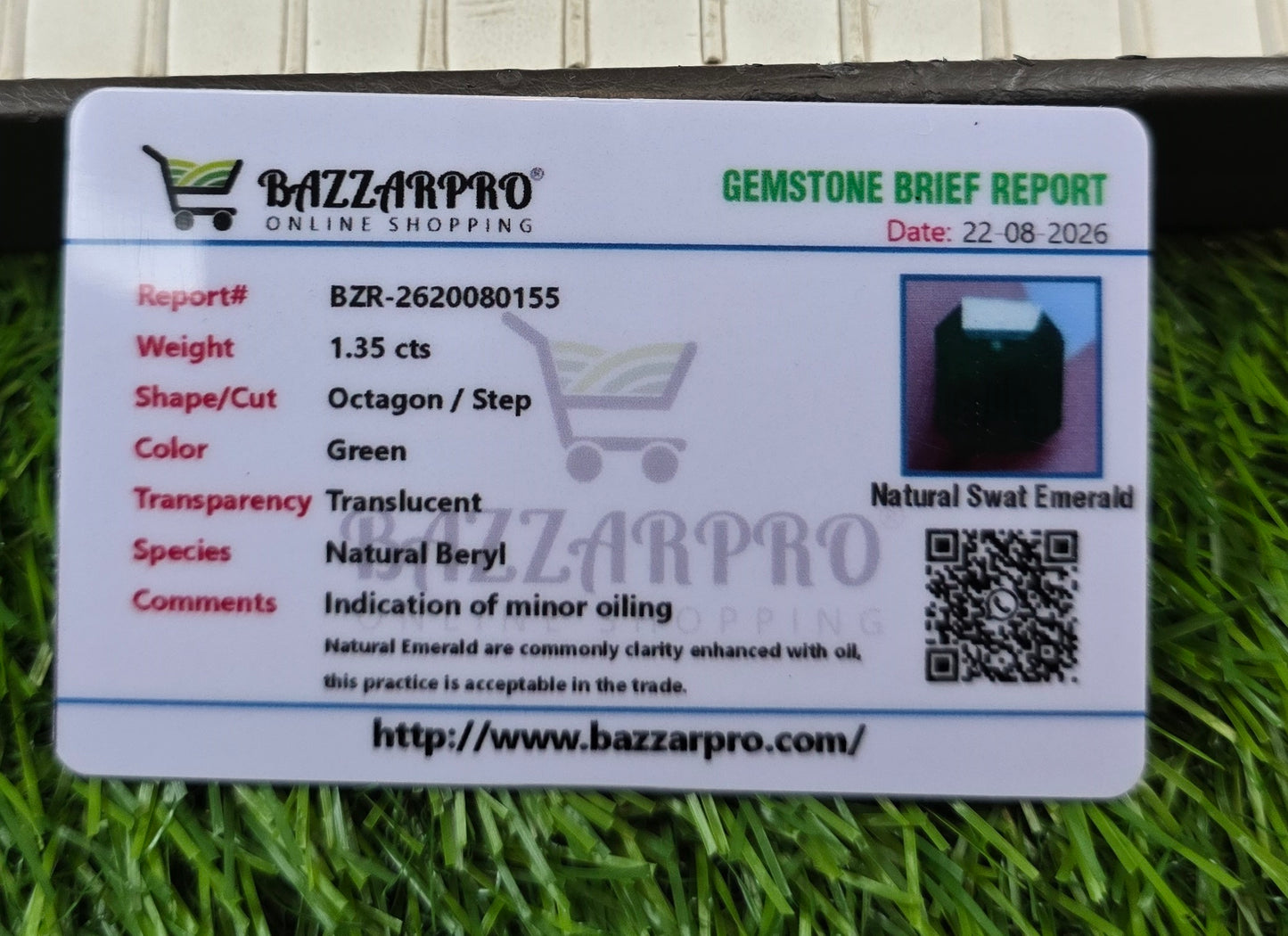 Natural Swat Zamurd Stone With Lab Certificate