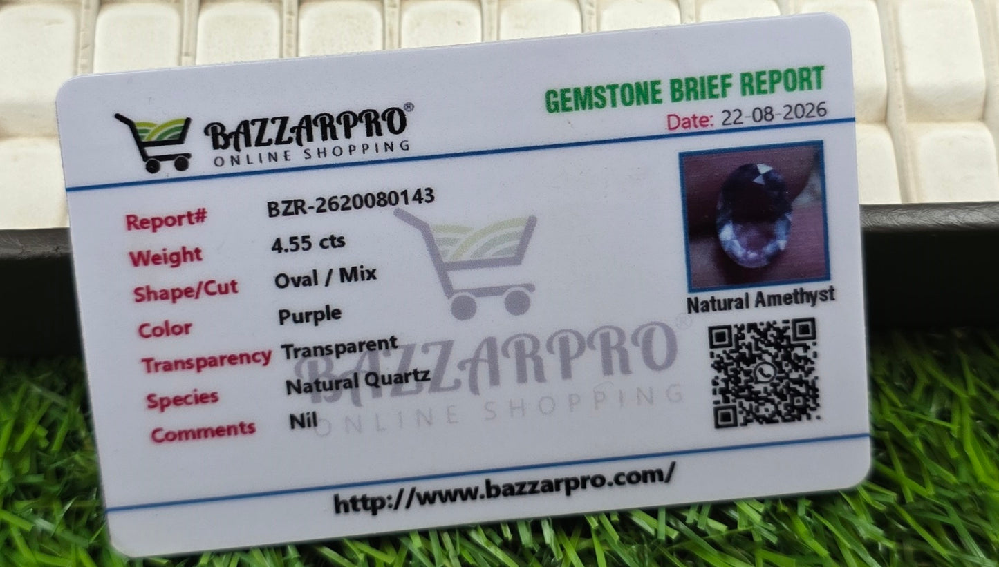 Natural Amethyst Stone With Lab Certificate
