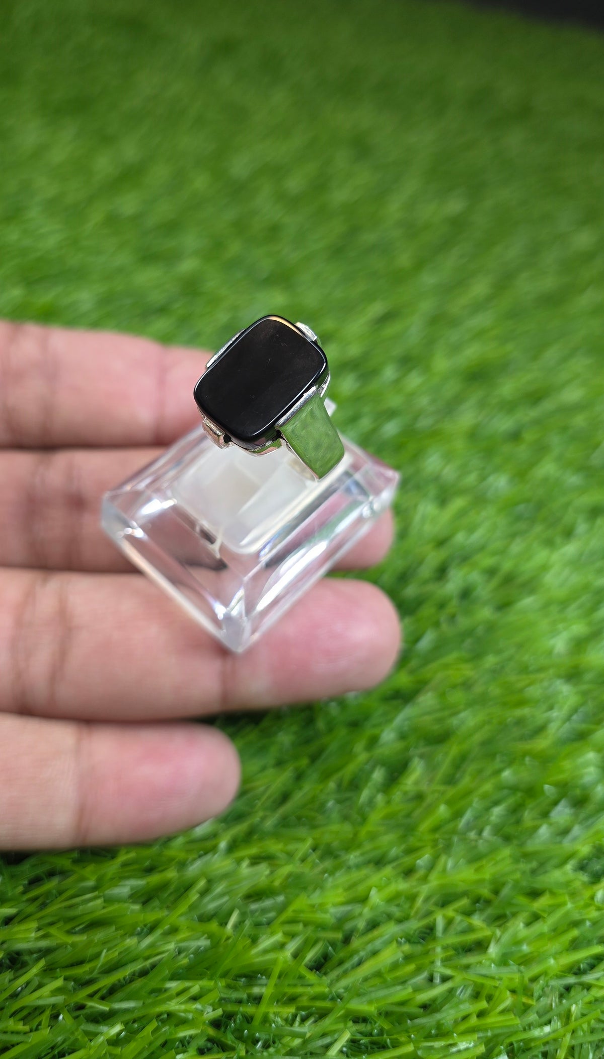 Natural Black Aqeeq Ring