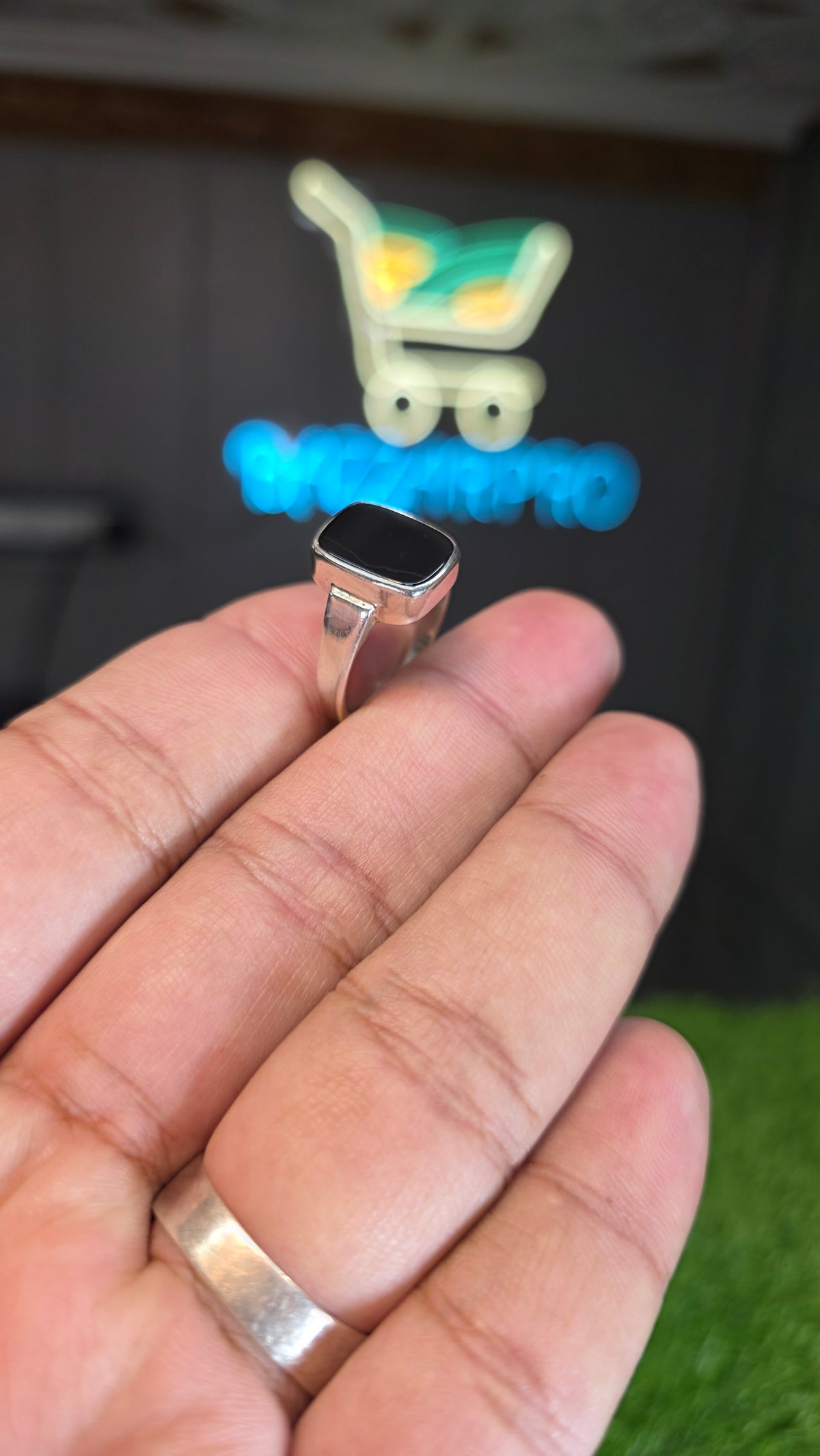 Natural Black Aqeeq Ring