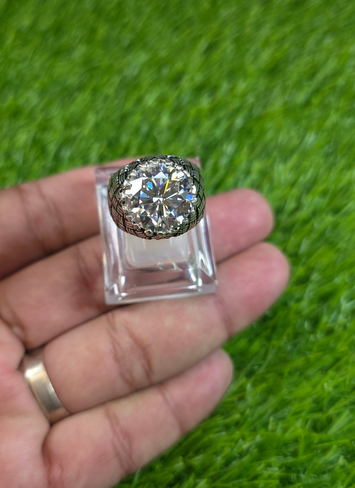 White Moissanite Diamond Ring