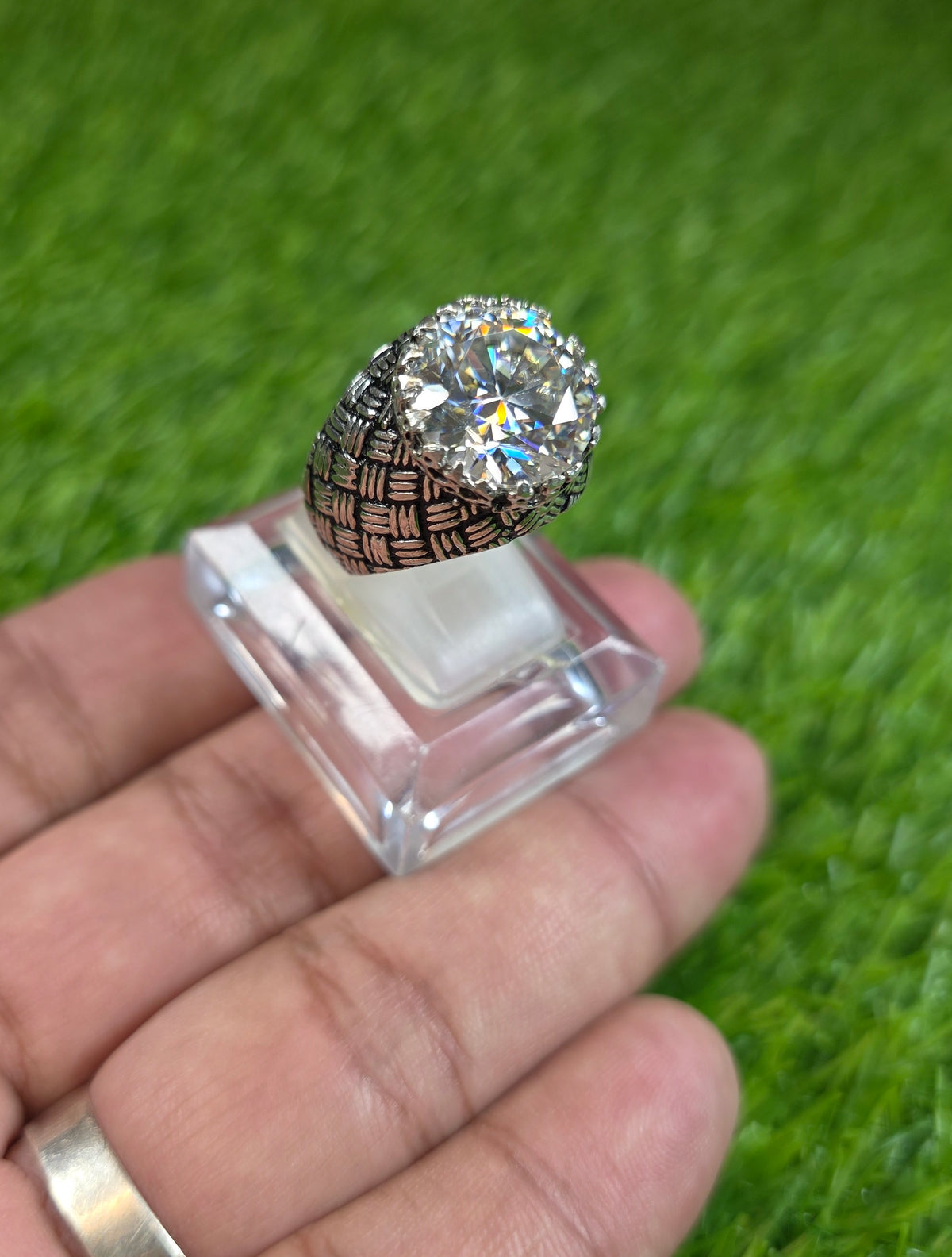 White Moissanite Diamond Ring