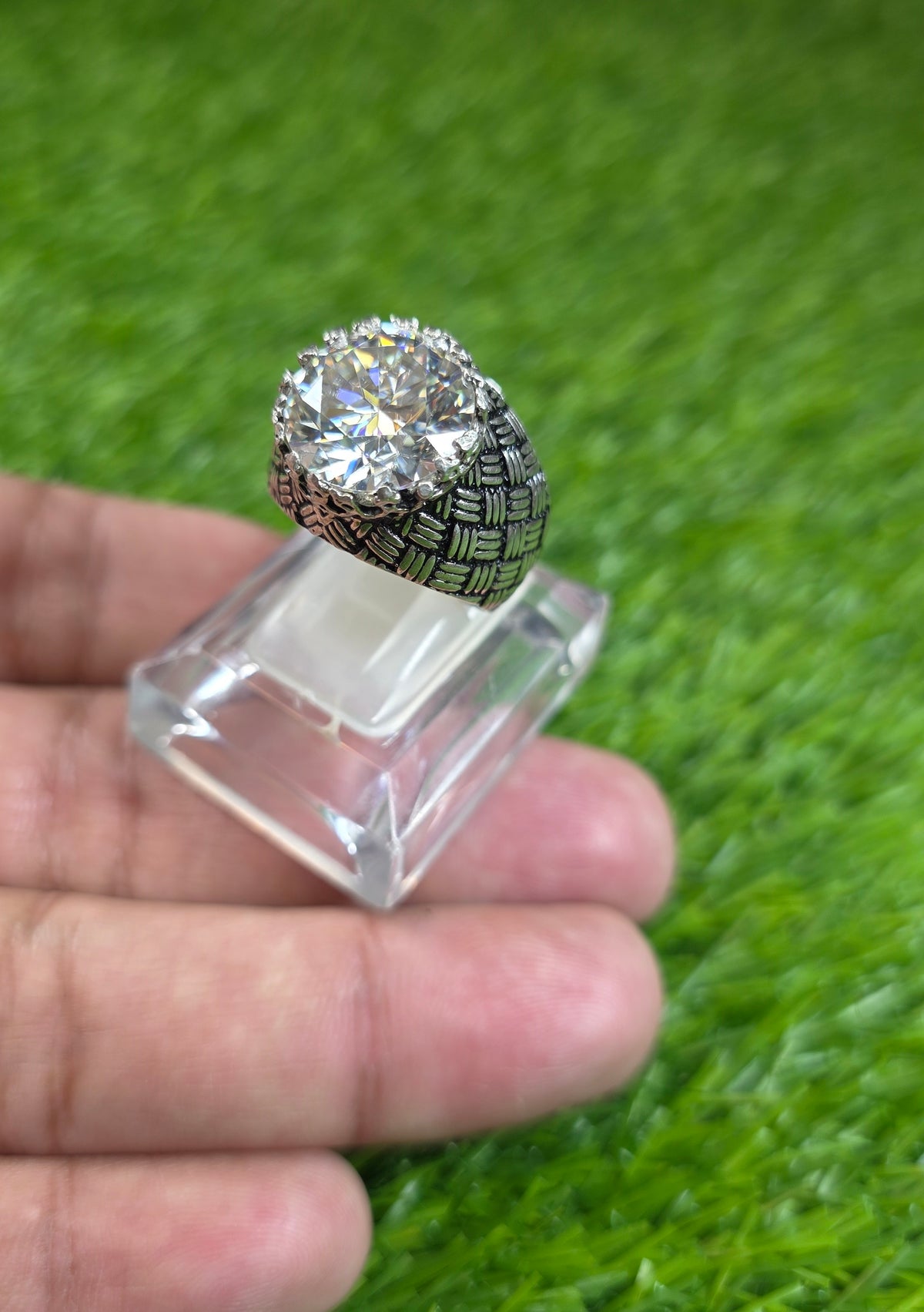 White Moissanite Diamond Ring