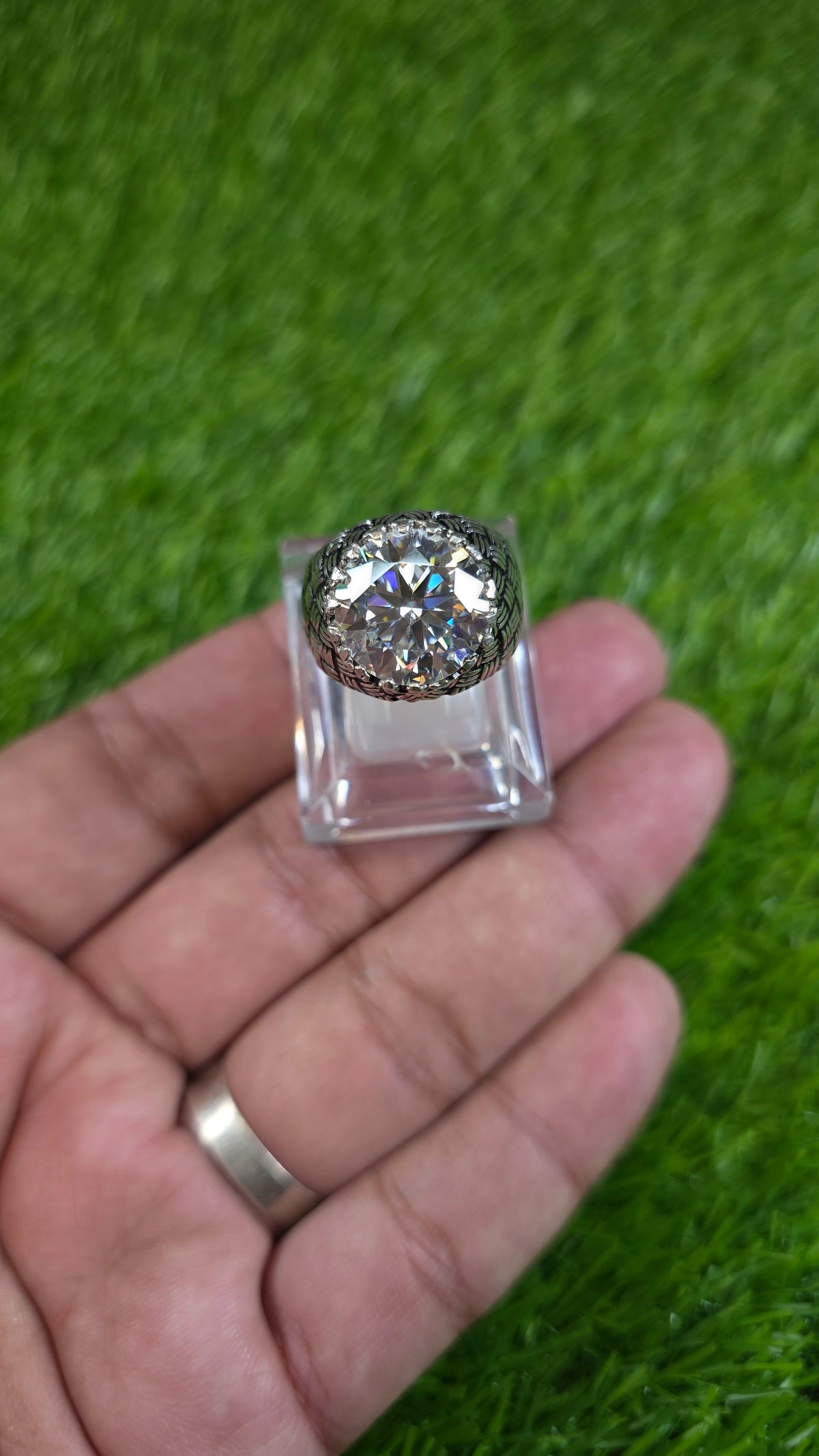 White Moissanite Diamond Ring