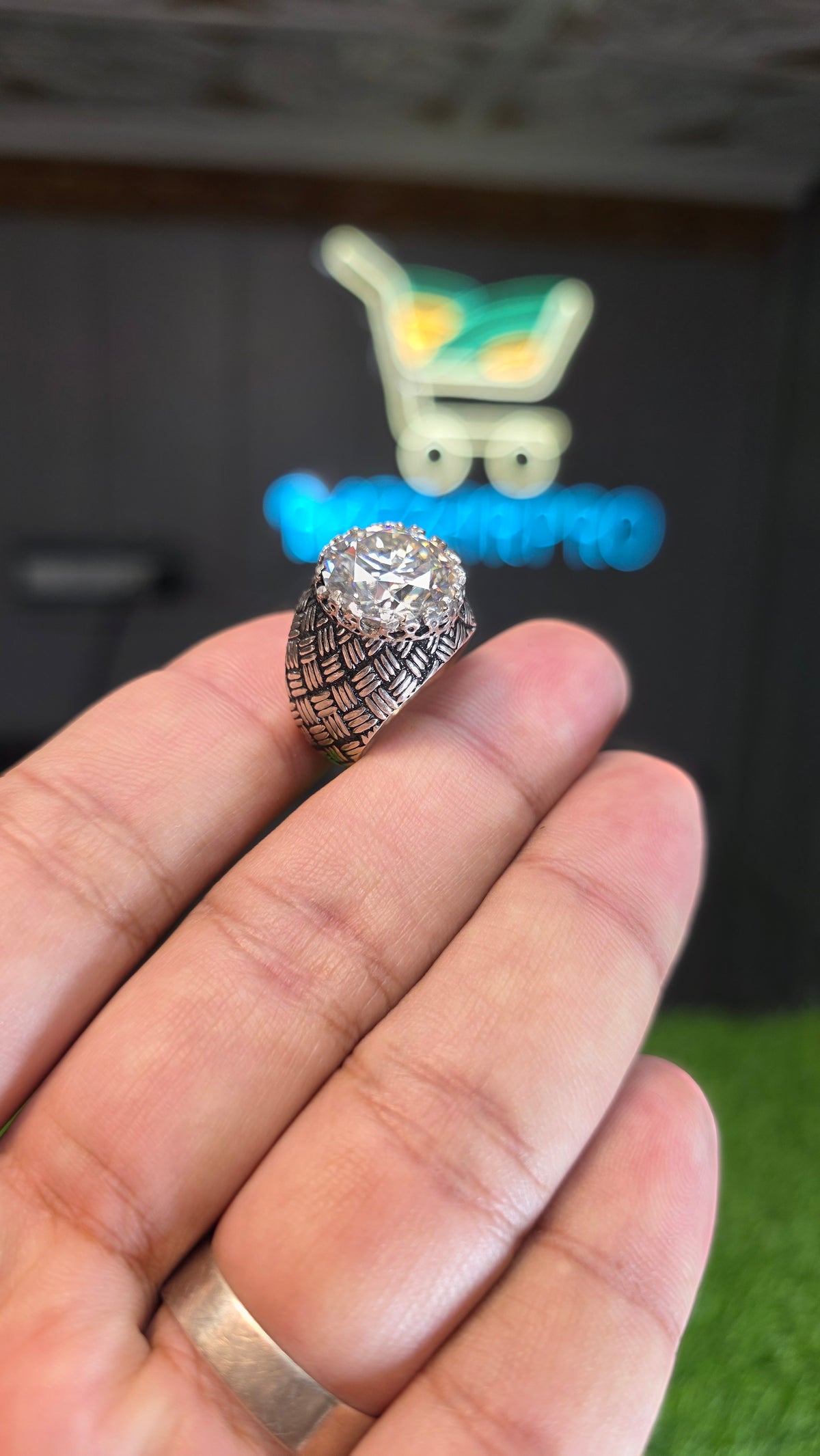 White Moissanite Diamond Ring