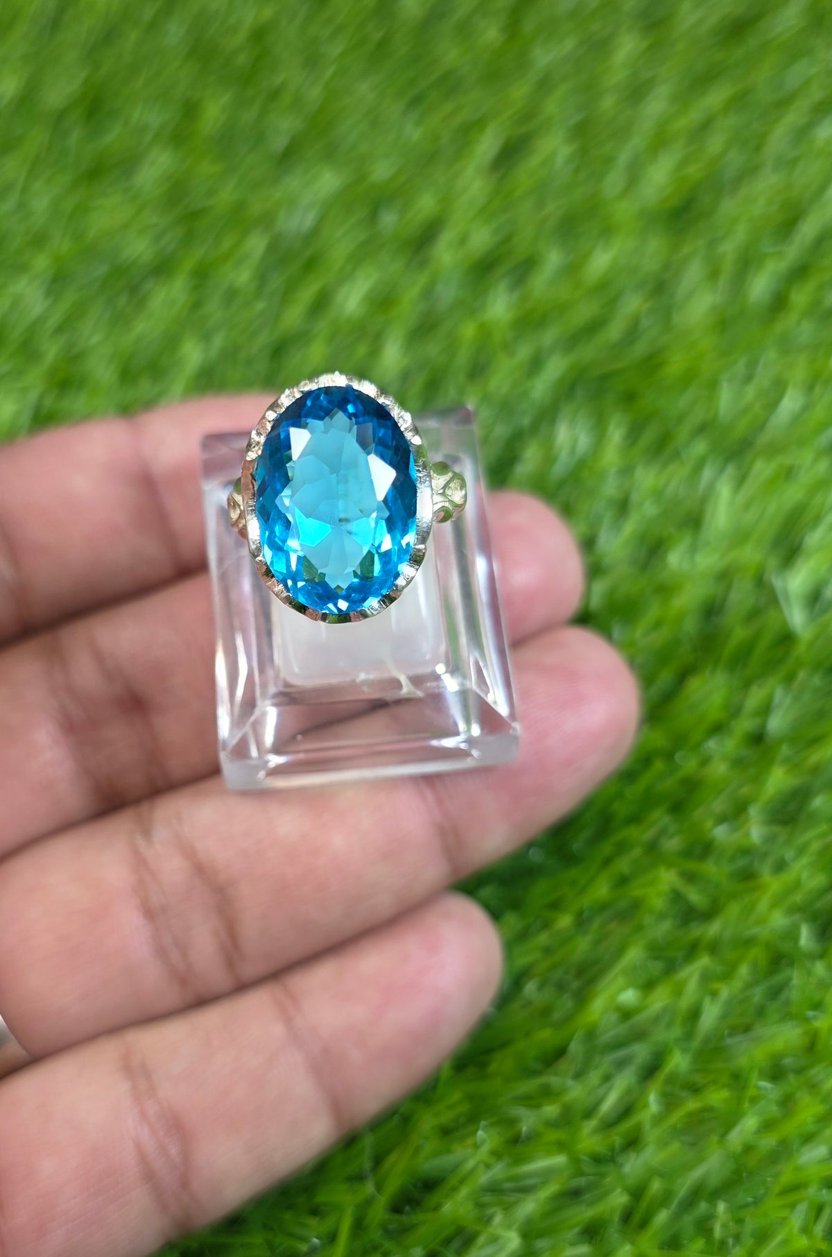 Natural Blue Topaz Ring