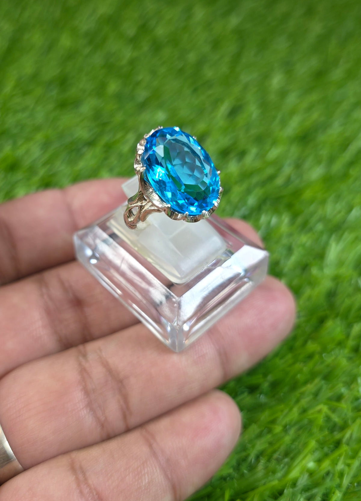 Natural Blue Topaz Ring