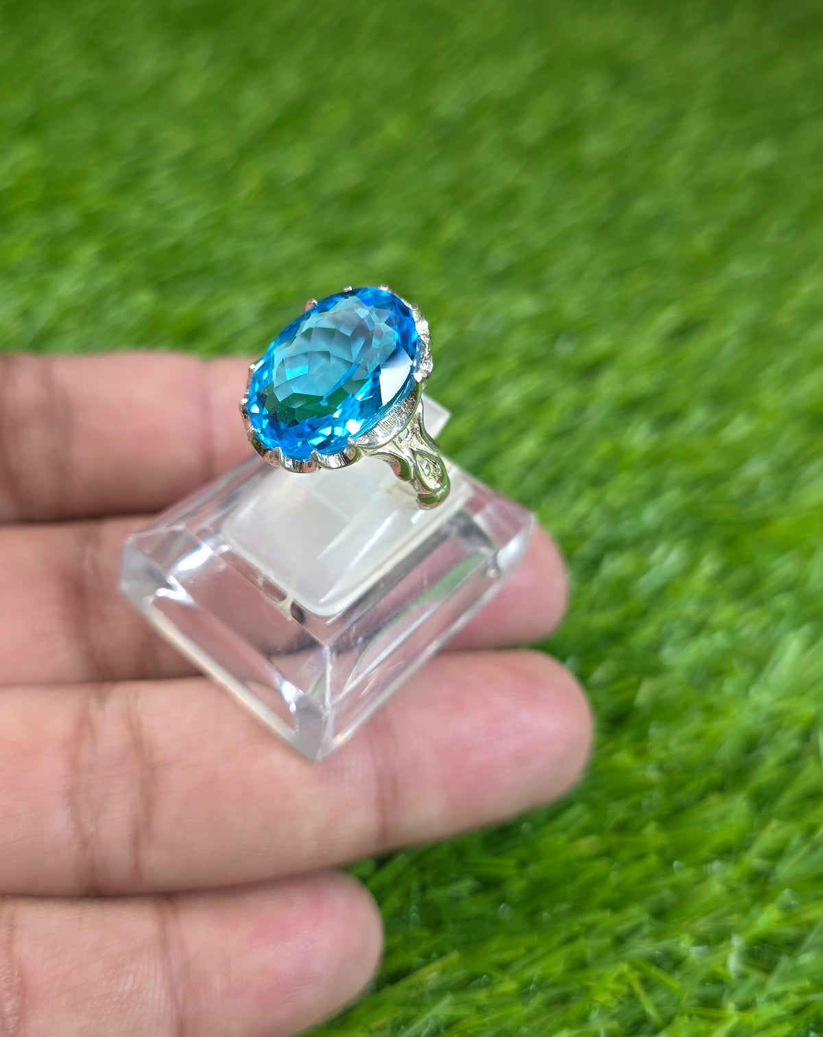 Natural Blue Topaz Ring
