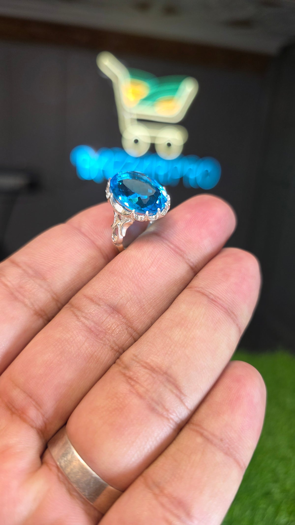 Natural Blue Topaz Ring