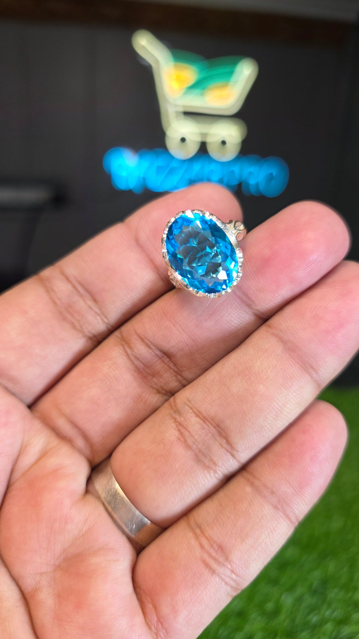 Natural Blue Topaz Ring