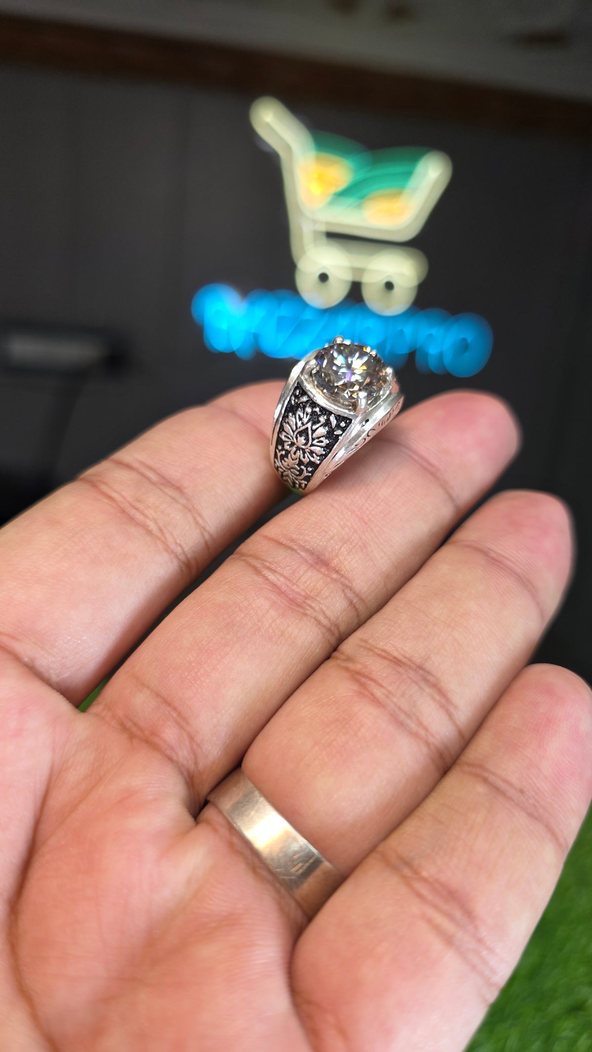 Smoky Moissanite Diamond Ring