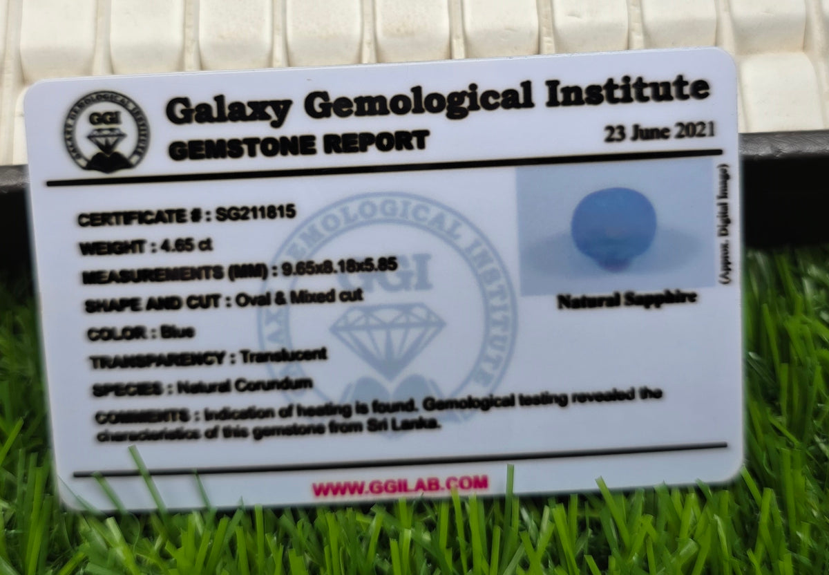 Natural Ceylon Neelam Stone With Lab Certificate