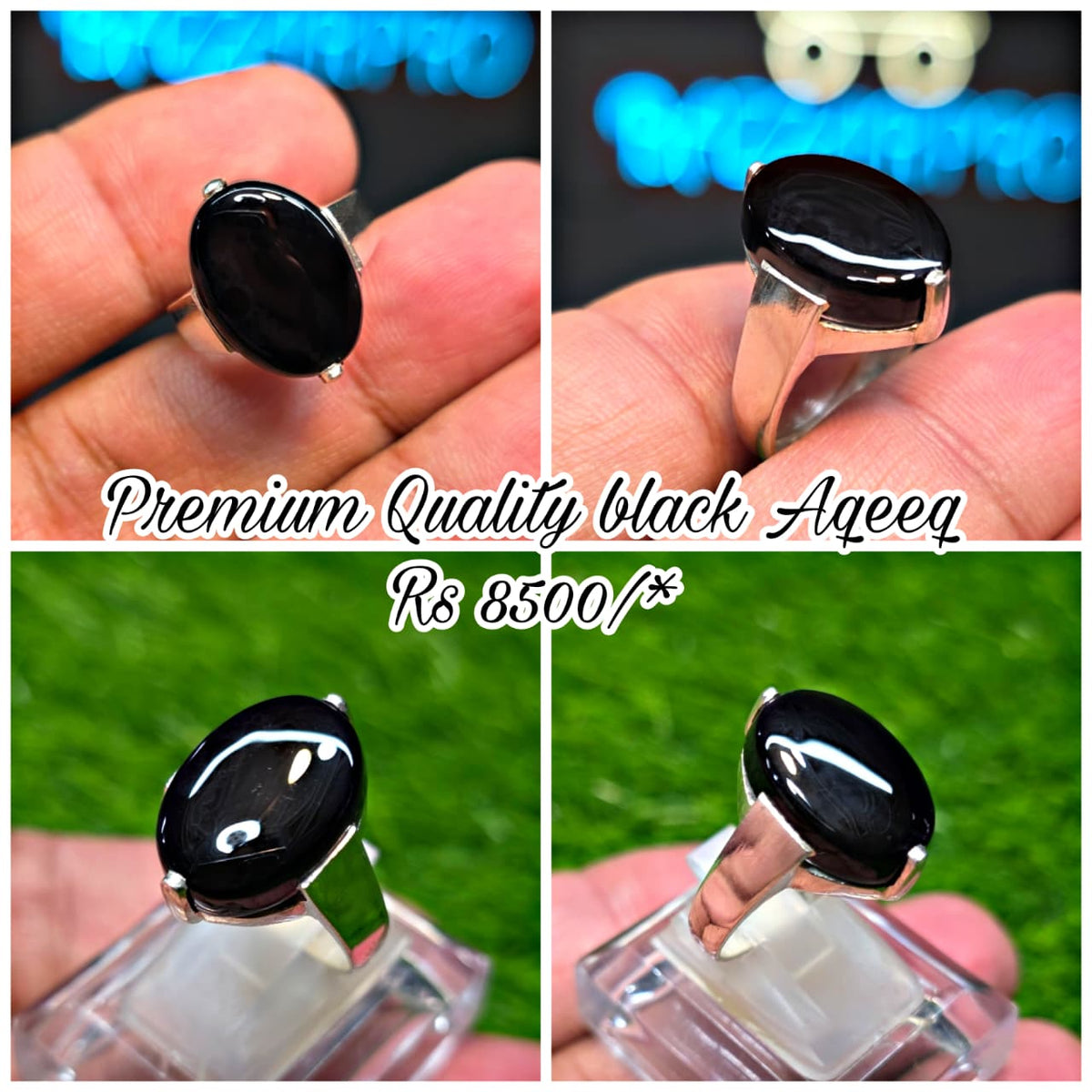 Premium Quality Black Aqeeq Ring