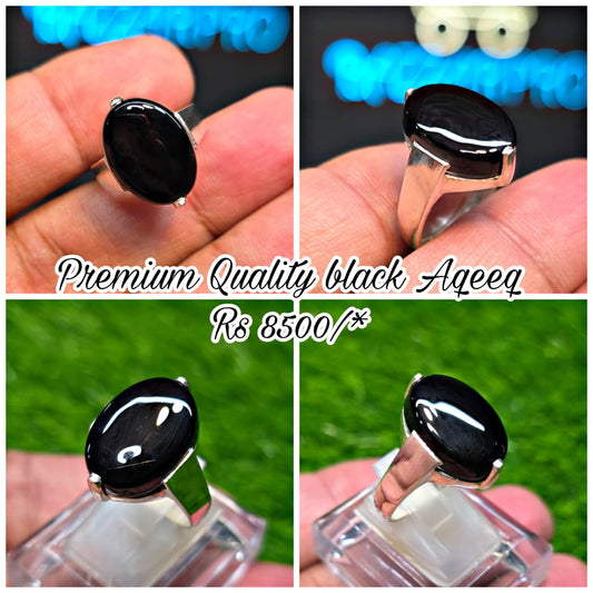 Premium Quality Black Aqeeq Ring