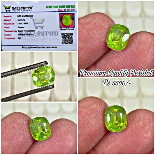 Premium Quality Peridot Stone With Lab Certificate