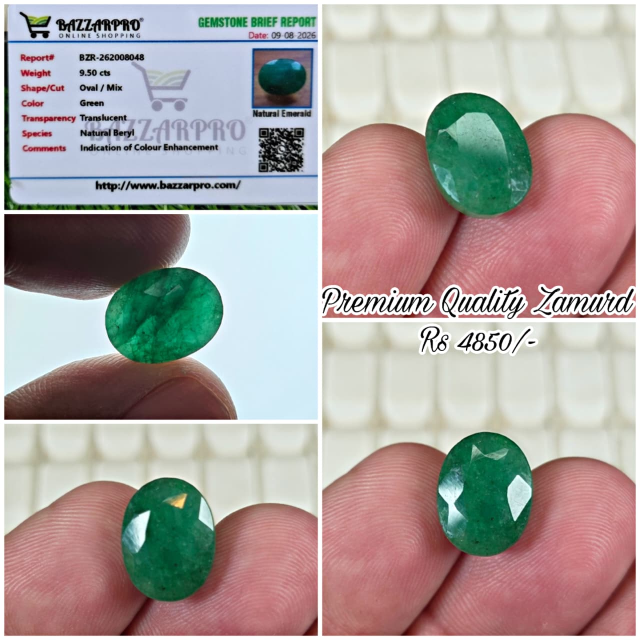 Premium Quality Zamurd Stone With Lab Certificate