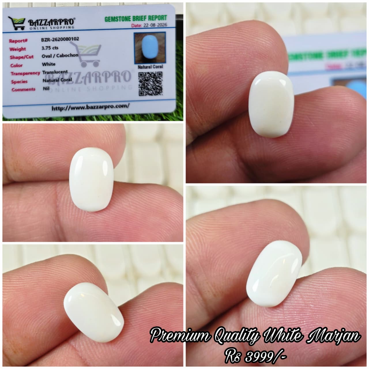 Natural Marjan Stone With Lab Certificate
