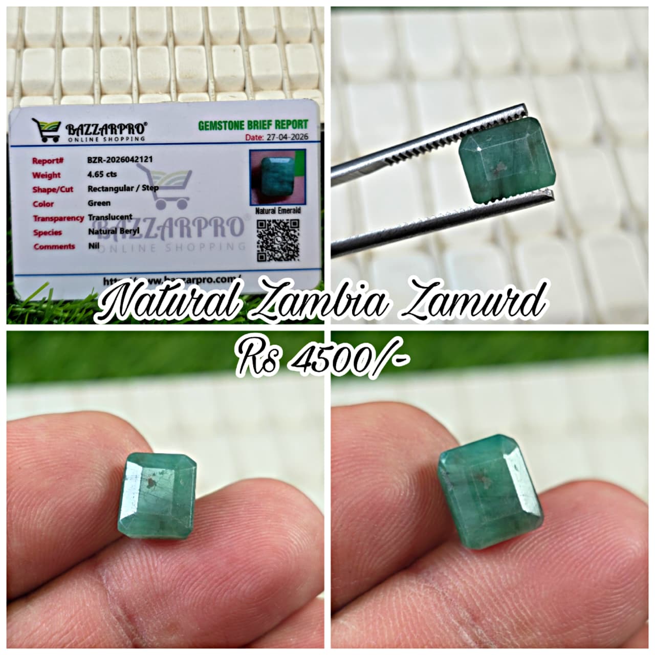 Premium Quality Zambia Zamurd With Lab Certificate