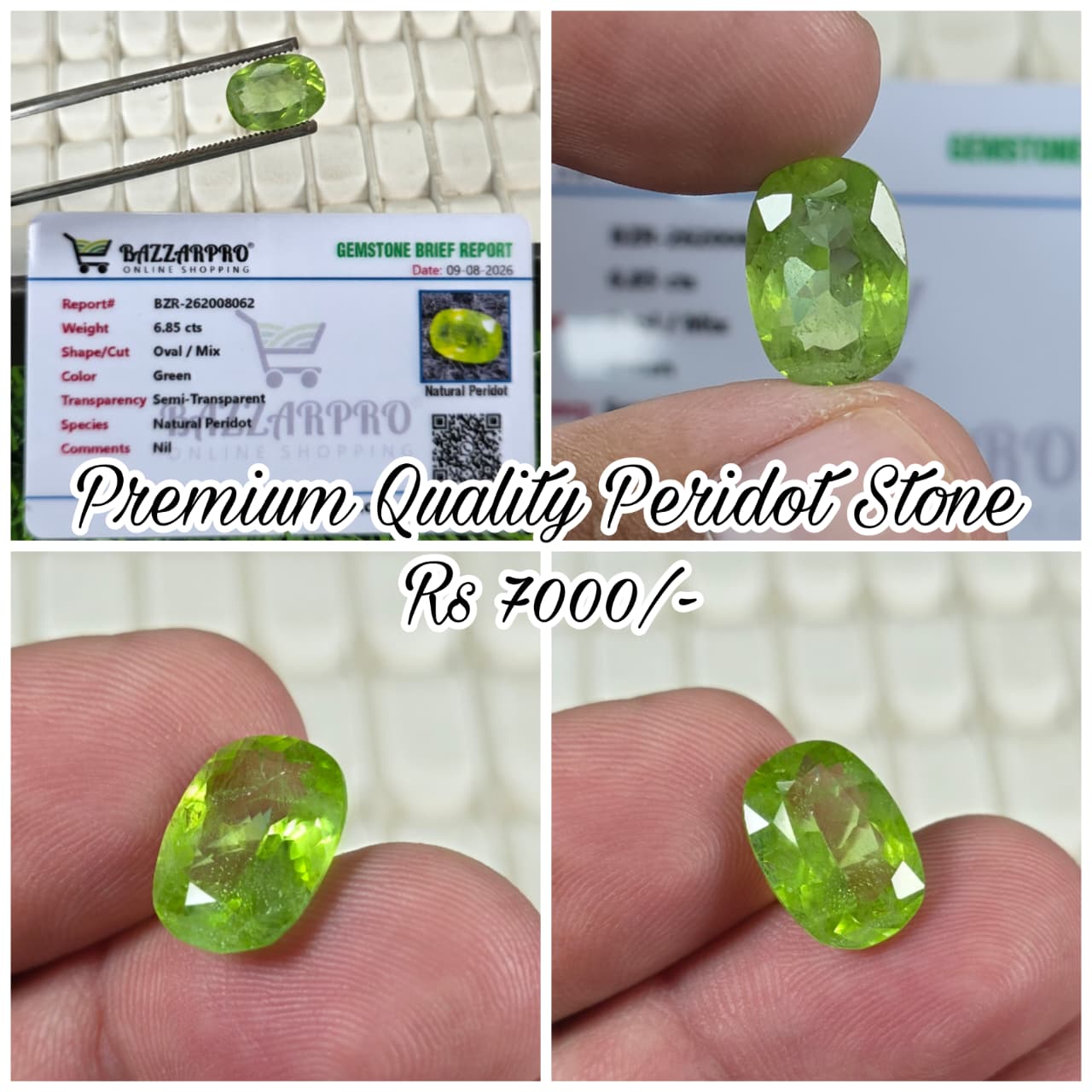 Premium Quality Peridot Stone With Lab Certificate