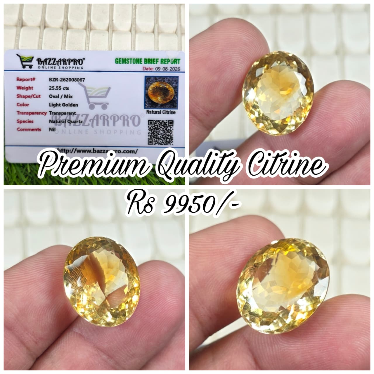 Premium Quality Citrine Stone With Lab Certificate