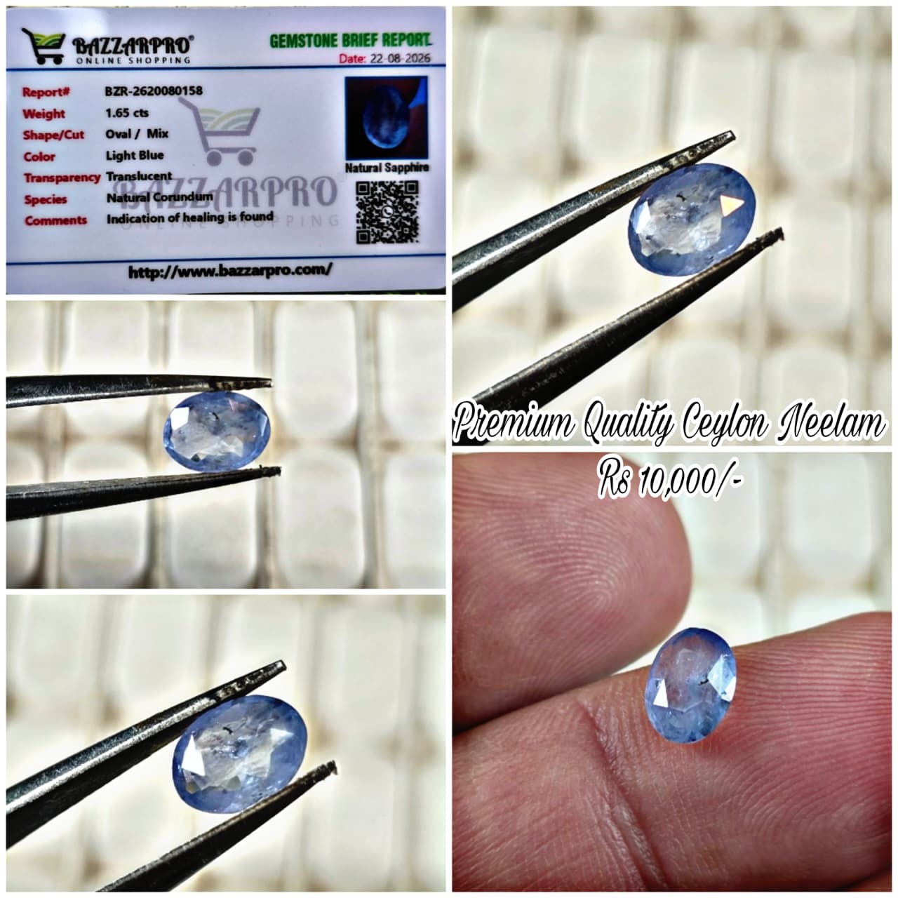 Natural Ceylon Neelam Stone With Lab Certificate