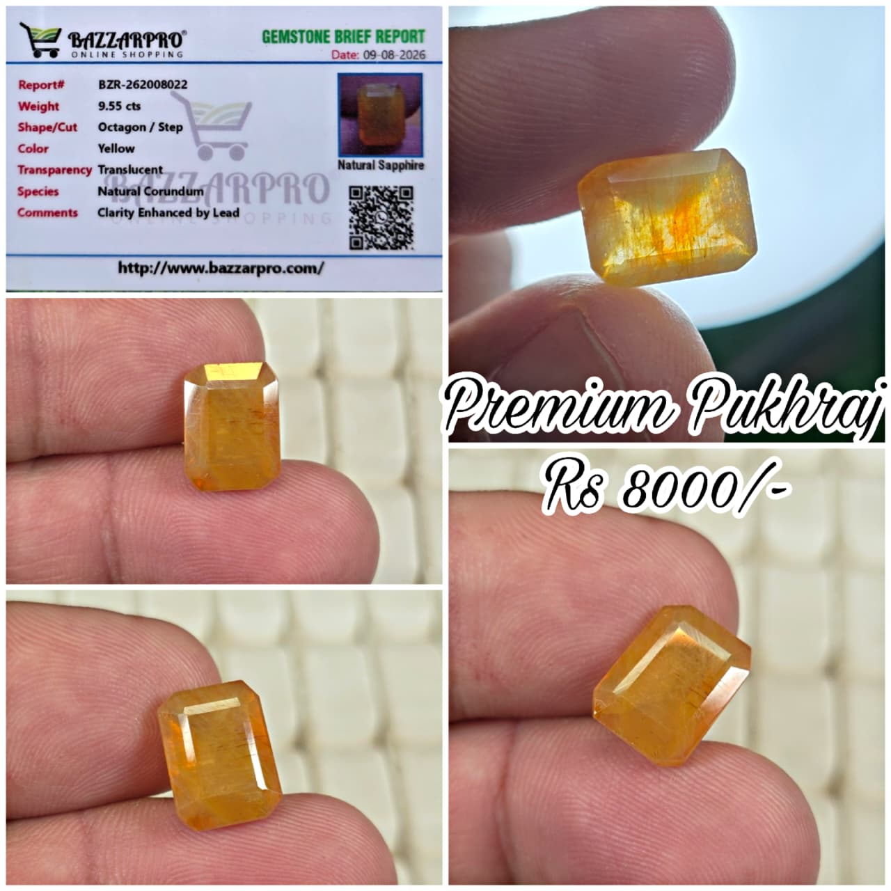Premium Quality Pukhraj Stone With Lab Certificate