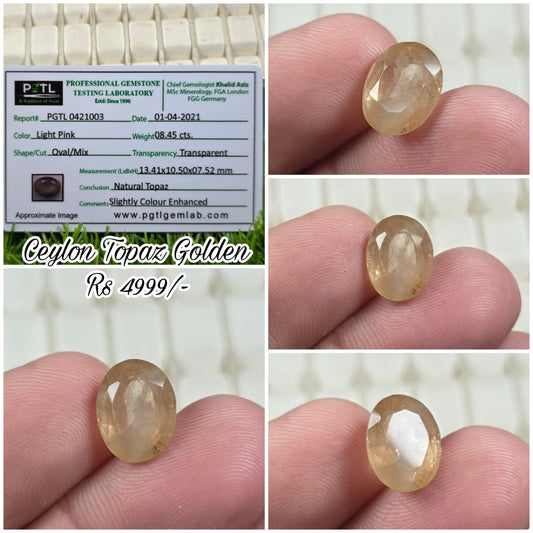 Natural Ceylon Topaz Gold Stone With Lab Certificate