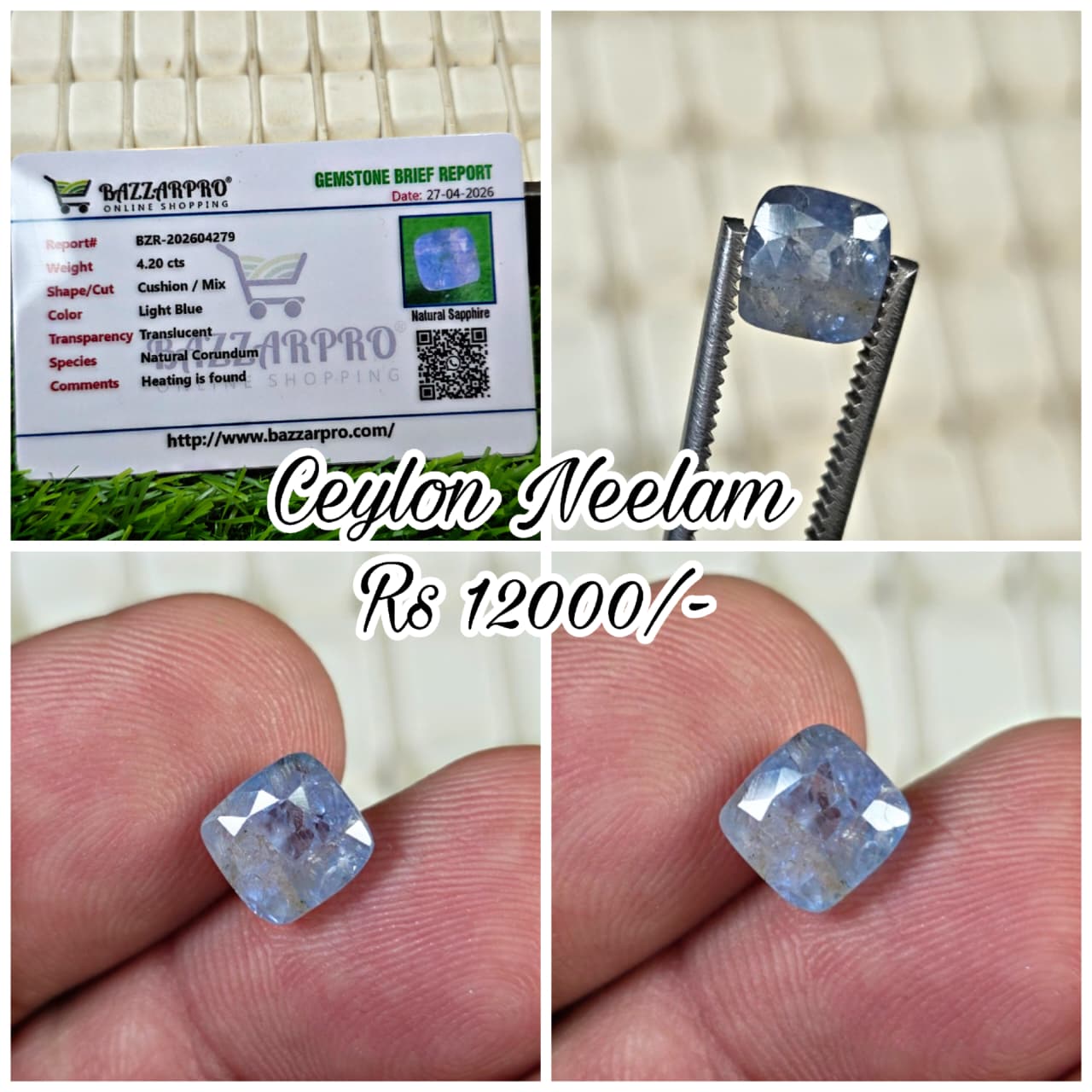 Premium Quality Ceylon Neelam With Lab Certificate