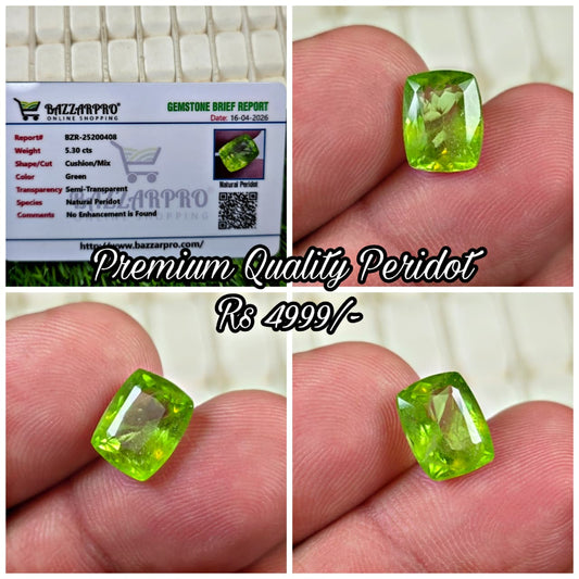 Natural Peridot Stone With Lab Certificate