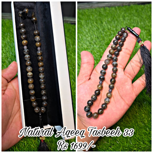 Natural Aqeeq Tasbeeh 33 Beads